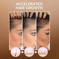 Accelerated hair growth stages on woman’s scalp by hoegoa moroccan hair teal label for smooth waves care product