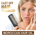 Black plastic comb with hair caught in teeth for hoegoa moroccan hair care smooth waves with teal label