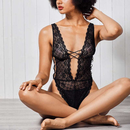 Hollow lace see - through hot seductive bodysuit - Royalessencelux