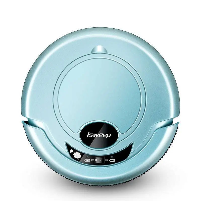 Light blue home guardians intelligent cleaning robot s320 with sleek design and dust collection box by isweep brand