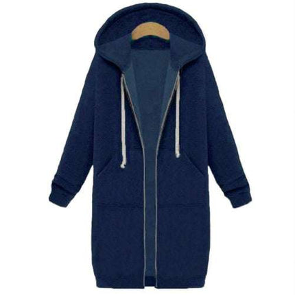 Hooded long - sleeved winter sweater women's jacket in a long thick shirt - Royalessencelux