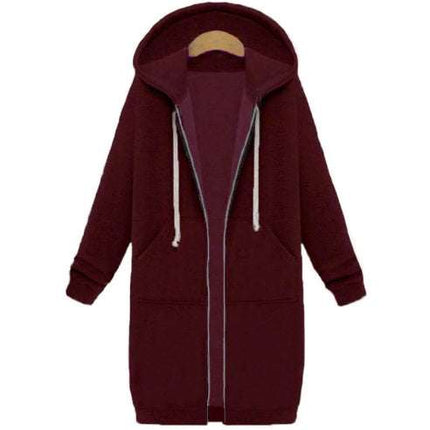 Hooded long - sleeved winter sweater women's jacket in a long thick shirt - Royalessencelux