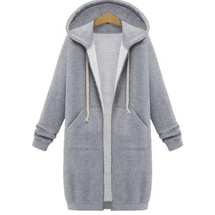 Hooded long - sleeved winter sweater women's jacket in a long thick shirt - Royalessencelux