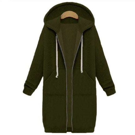 Hooded long - sleeved winter sweater women's jacket in a long thick shirt - Royalessencelux
