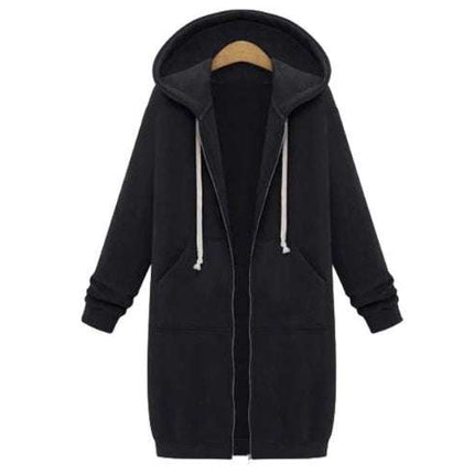 Hooded long - sleeved winter sweater women's jacket in a long thick shirt - Royalessencelux