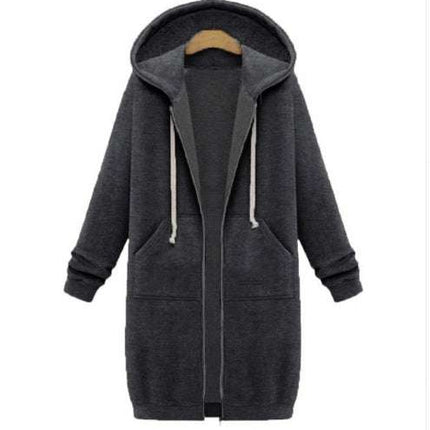 Hooded long - sleeved winter sweater women's jacket in a long thick shirt - Royalessencelux
