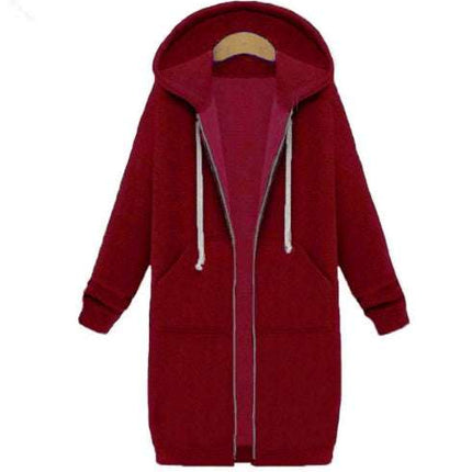 Hooded long - sleeved winter sweater women's jacket in a long thick shirt - Royalessencelux