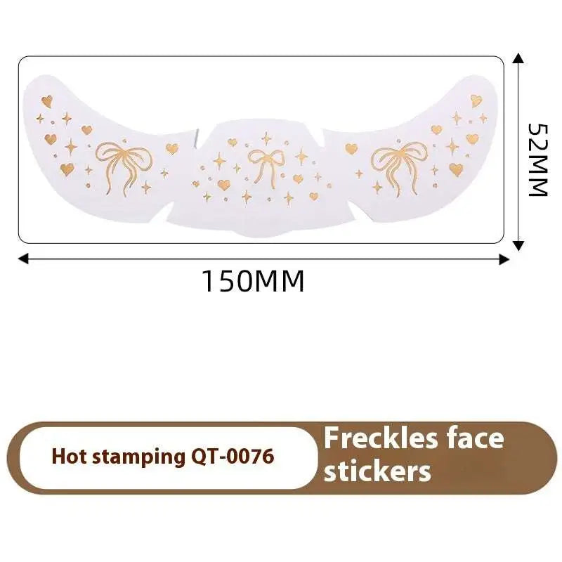 White freckle tattoo stickers with silver stamping heart bows hearts and stars in gold hot-stamped design