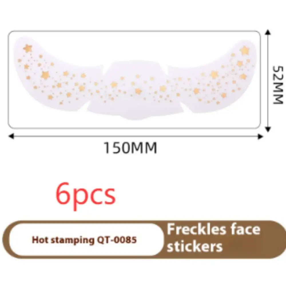 White face freckle tattoo stickers with gold star hot silver stamping heart design mimicking natural freckles