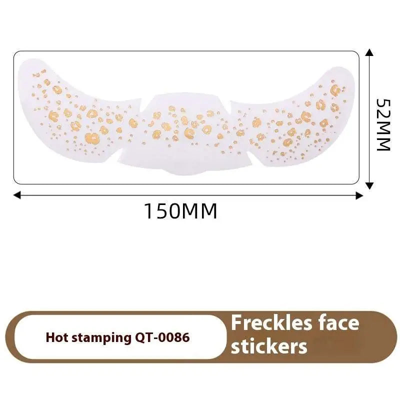 White freckles face freckle tattoo stickers with gold hot stamping details and silver stamping heart design