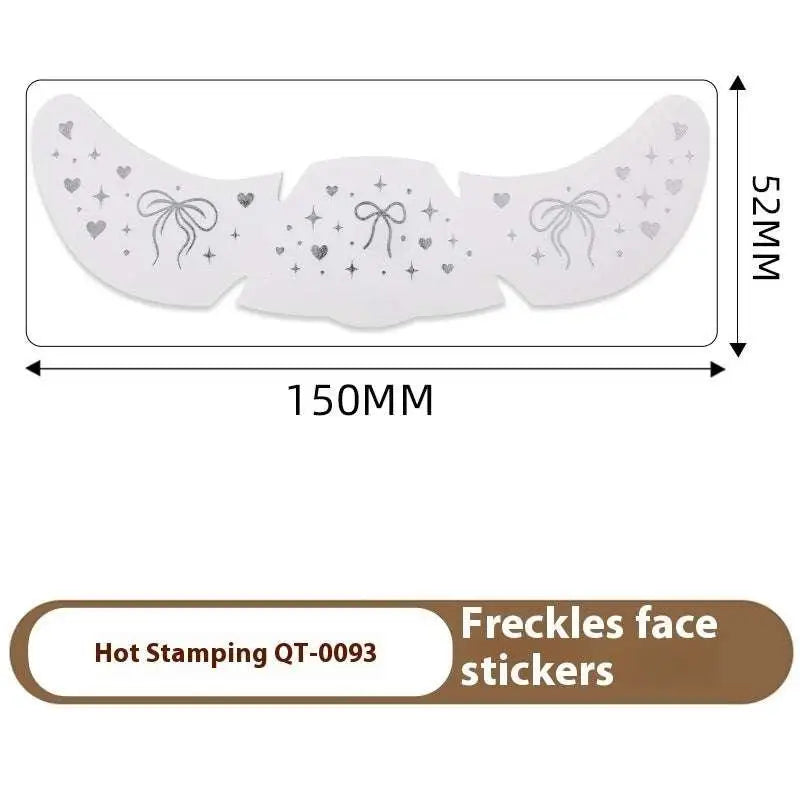 White freckle tattoo stickers with silver stamping heart bows stars featuring hot silver stamping heart design