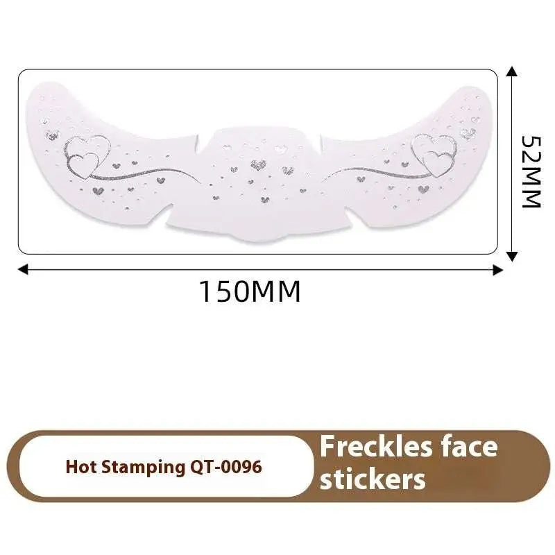 White freckle tattoo stickers featuring silver stamping heart and dot designs for decorative face use