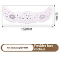 White freckle tattoo stickers featuring silver stamping heart and kiss mark designs for decorative face art