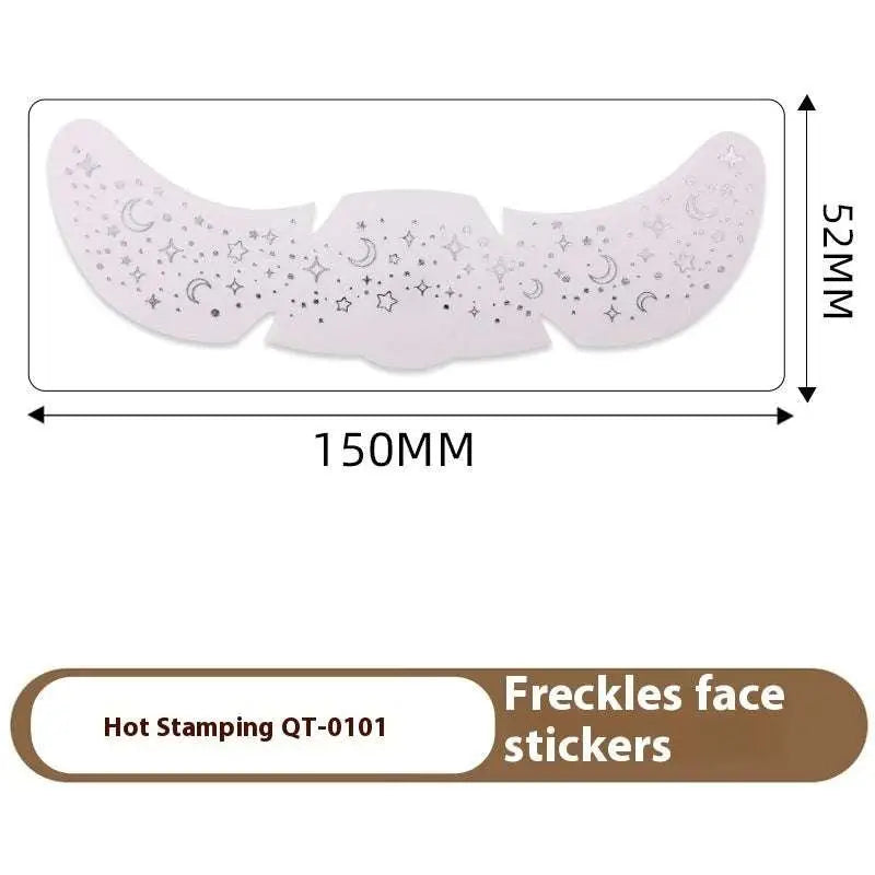 White freckles face freckle tattoo stickers with delicate silver stamping heart star and moon pattern design