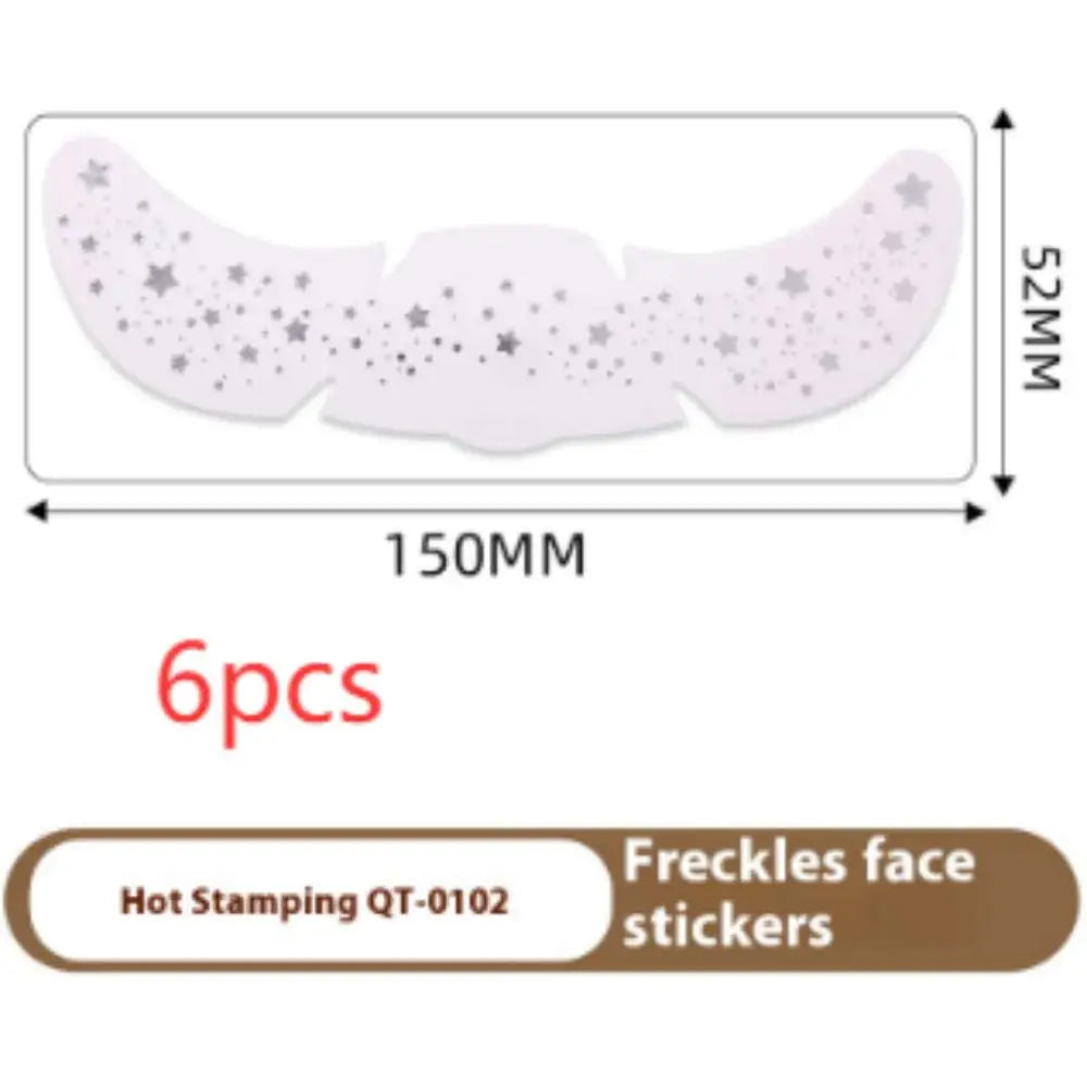 White freckles face stickers with silver stamping heart patterns designed as stamping heart freckle tattoo stickers