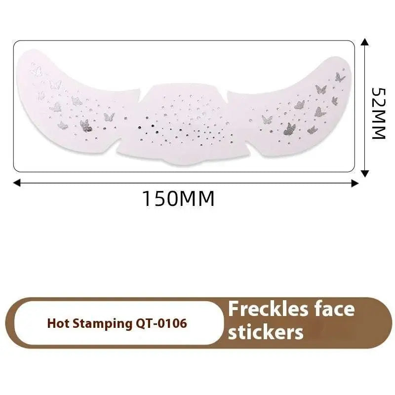 White freckles face freckle tattoo stickers with silver stamping heart butterfly and dot hot stamping design