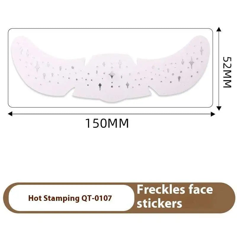 White freckles face tattoo stickers with silver hot-stamped diamond star designs in stamping heart freckle style