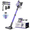 Purple and black household small portable cordless stick vacuum cleaner with sleek modern design and cordless operation