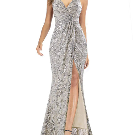 A ARFAR Prom Dress for Women Glitter Evening Party Dress V-Neck Ladies Sexy Split Dress Formal Cocktail Gowns Women Sphagetti Strap Wedding Dress Bodycon Graduation Dress Silver Nude XL