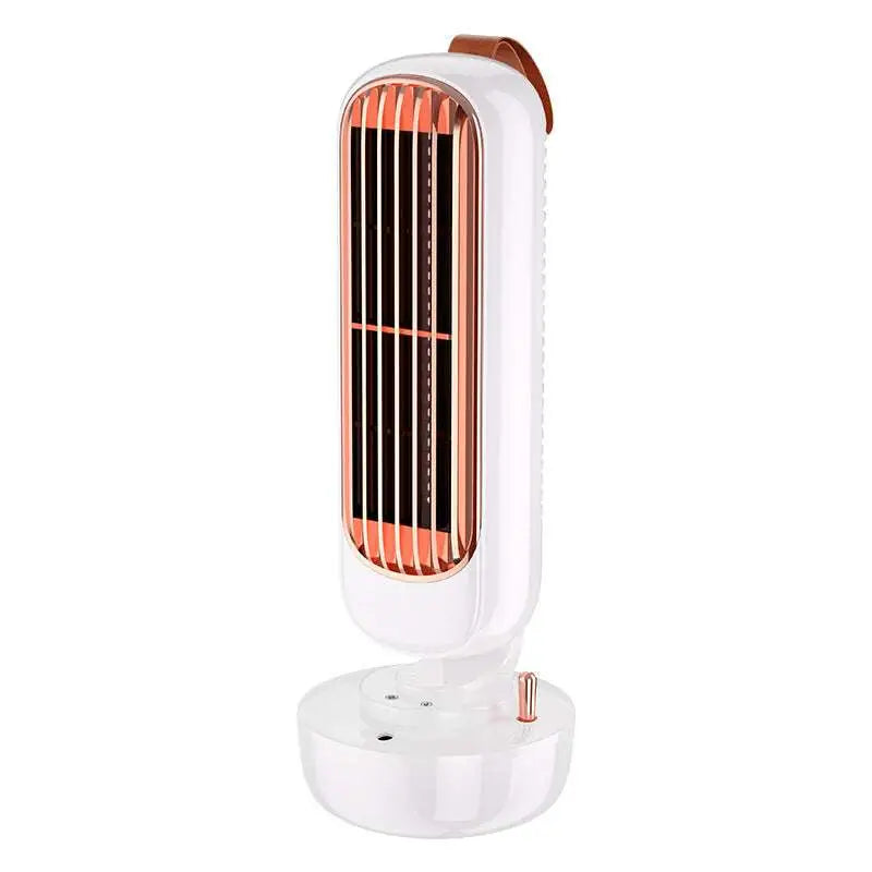 Three stylish compact humidification tower fans in teal white and blush pink with rose gold accents for personal air cooling