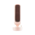 A sleek rose gold humidification tower fan with vertical slatted grille for personal air cooling and spray fan use