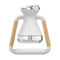 White handheld steam iron with light wood handles and clear water reservoir for humidifier usb wireless glass aroma diffuser