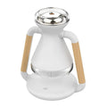 White ceramic humidifier usb wireless glass aroma diffuser with wooden handles and clear glass accents