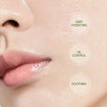 Glossy pink lips with a dewy hydrated finish highlighting the effects of hydrating green tea toner 100ml skin care lotion