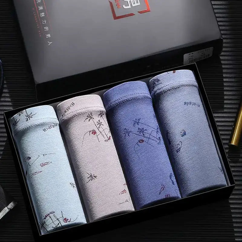 Non-marking ice silk modal men's boxer briefs 4 boxes Button Full Cup Plus Size Bra Without Wi Royalessencelux