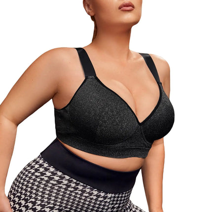 COZYEASE Womens Plus Size Sports Bra High Impact Gym Padded Sports Bra for Women Dark Grey 4XL - Royalessencelux