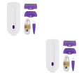 White and purple induction type lady hair removal device with precise hair removal heads and usb charging cable