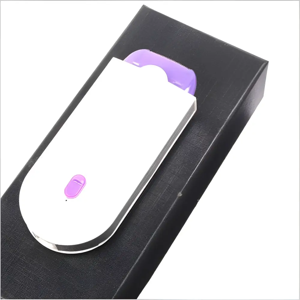 White and purple induction type lady hair removal device with sleek modern design for precise hair removal
