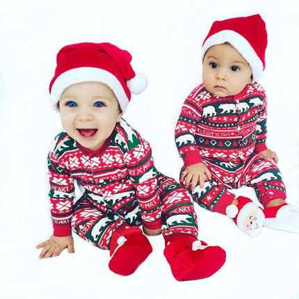 Infant Baby Boys Girls Christmas Santa XMAS Letter Plaid Romper Jumpsuit Outfits baby clothes winter clothe - Royalessencelux