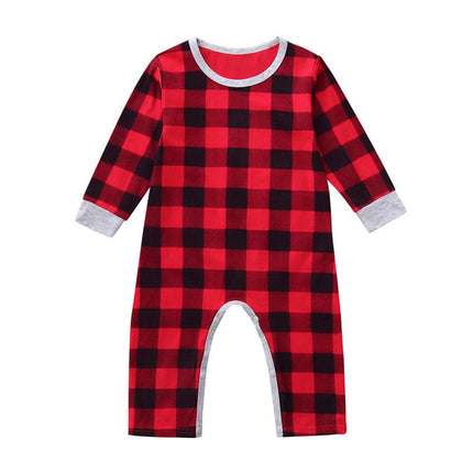Infant Baby Boys Girls Christmas Santa XMAS Letter Plaid Romper Jumpsuit Outfits baby clothes winter clothe - Royalessencelux
