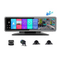 Black 4g lte car stereo with long touchscreen and four cameras for intelligent 4g360 panoramic positioning mirror cam