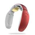 Red and white intelligent cervical massager with gold massage heads designed for effective neck relief