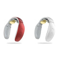 Red and white intelligent cervical massager with gold massage heads designed for effective neck relief and comfort