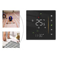 Black digital thermostat with illuminated display and touch controls for intelligent home heating digital thermostat switch