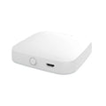 White wireless charging pad with rounded edges and usb-c port for intelligent home heating digital thermostat switch