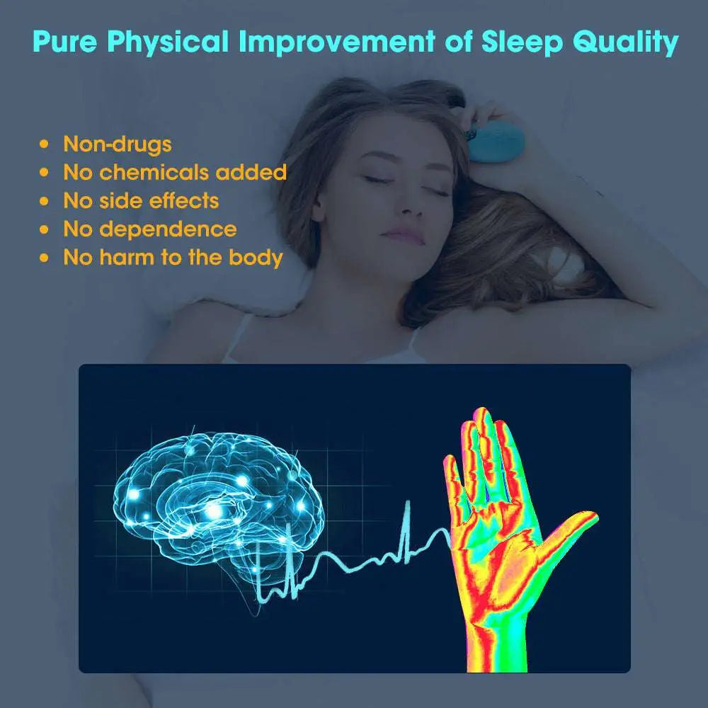 Blue intelligent relieve anxiety sleep instrument held in hand designed as an anxiety sleep instrument to relieve anxiety depression