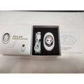 White oval-shaped palm sleep massager with silver metallic center and smooth plastic casing for intelligent relieve anxiety