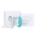 A sleek light blue and silver oval pulse stimulator for palm sleep massage in the intelligent relieve anxiety sleep instrument