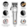 Silver rainbean ipx7 waterproof usb rechargeable beard trimmer with 440c stainless steel blade and led display