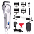 Silver rainbean ipx7 waterproof usb rechargeable beard trimmer with led display and multiple comb attachments