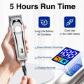 Silver ipx7 waterproof usb rechargeable beard trimmer with led display and 5-hour battery life digital power indicator