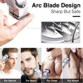 Silver ipx7 waterproof usb rechargeable beard trimmer with led display and arc blade design for precise grooming