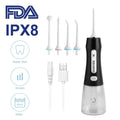 Black and transparent handheld electric tooth punch with multiple nozzles usb charging and ipx8 waterproof certification