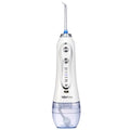 White h2ofloss handheld electric tooth punch with transparent reservoir and silver nozzle ipx8 waterproof electric model