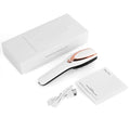 White and rose gold iridescent hair care phototherapy led comb with sleek ergonomic design for hair therapy massage