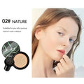 Ivory marbled air cushion foundation compact green black pattern with beige cream foundation application shade 02 nature